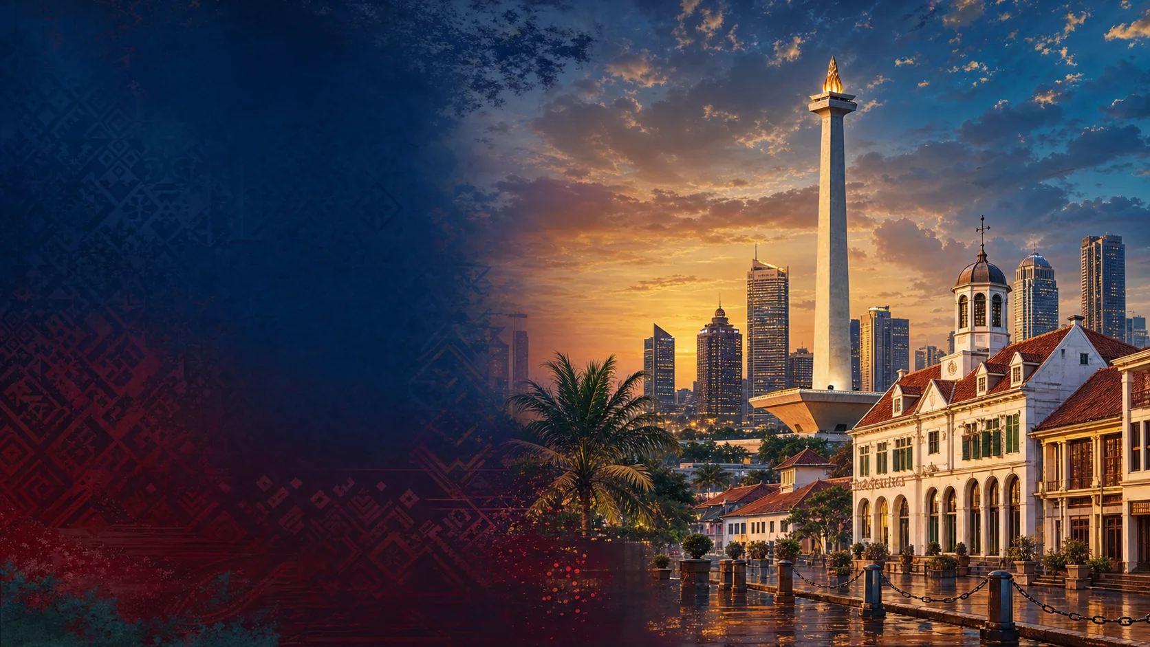 Illustrated Jakarta travel panorama